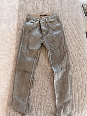 Ralph Lauren Metallic Silver Skinny Jeans size 4